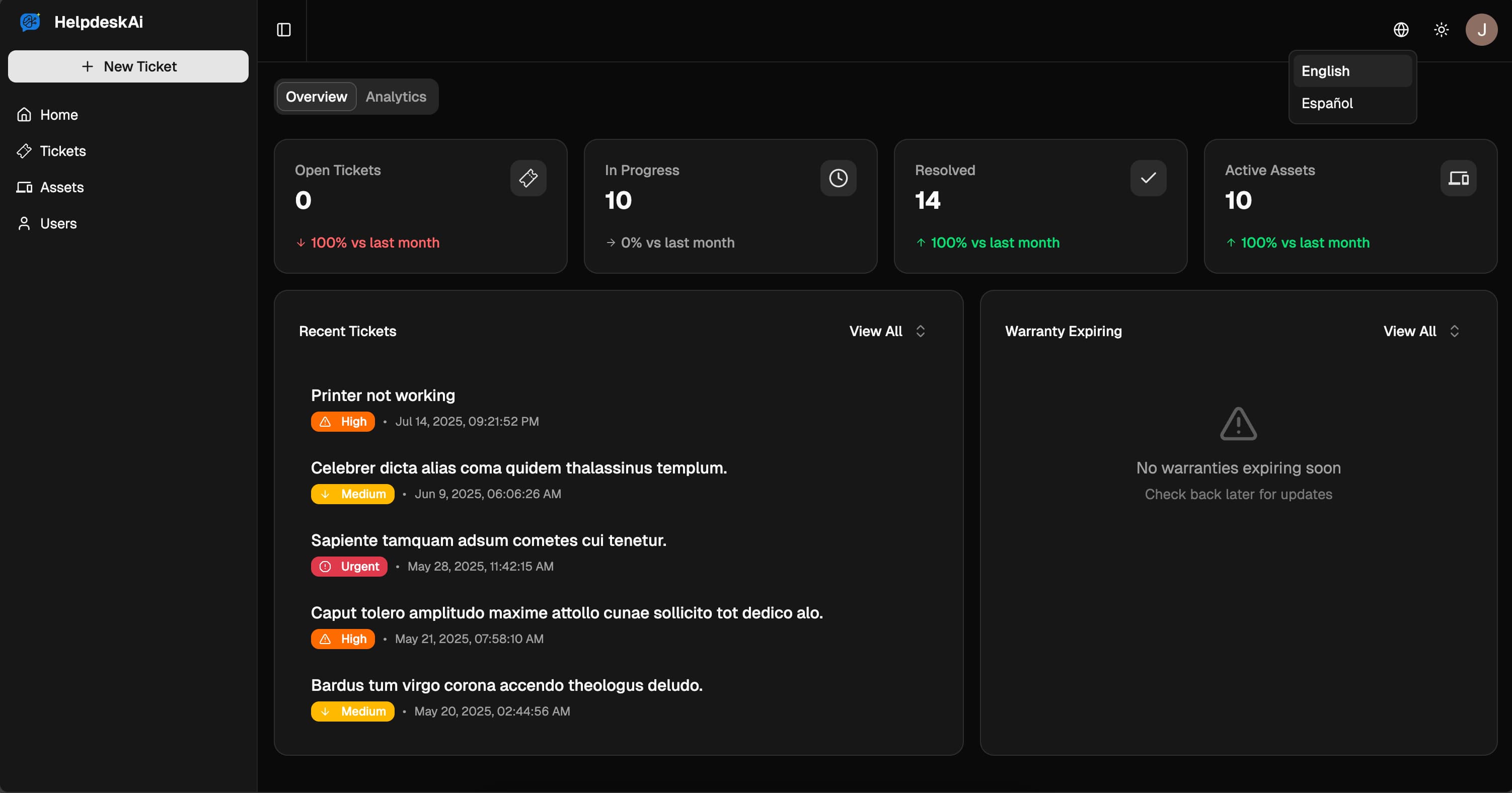 Helpdesk AI Home Screenshot